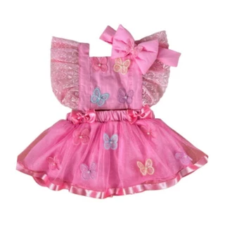 Jardineira, Romper Bodye bebê Jardim encantado Borboletas Mesversário Romper Roupa temática luxo
