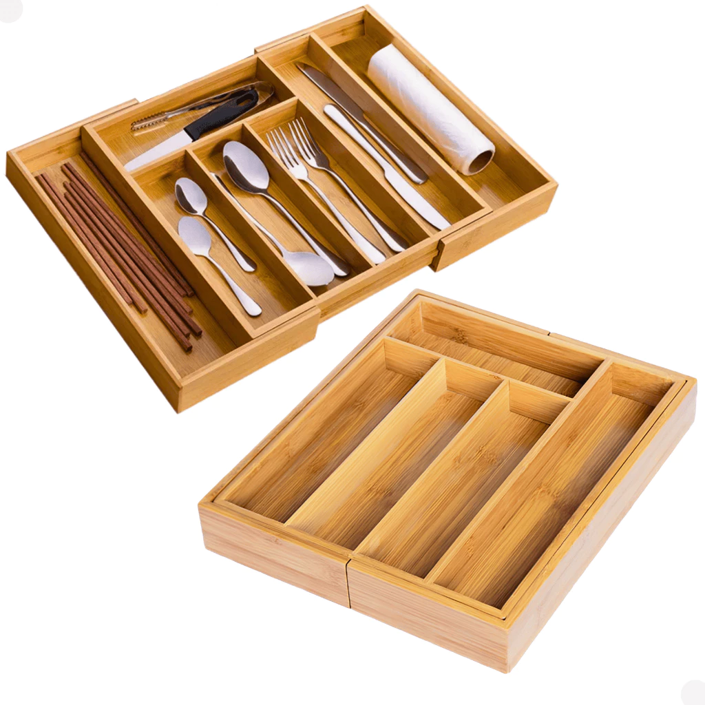 Organizador de Gaveta Porta Talher em Bambu Antibacteriano