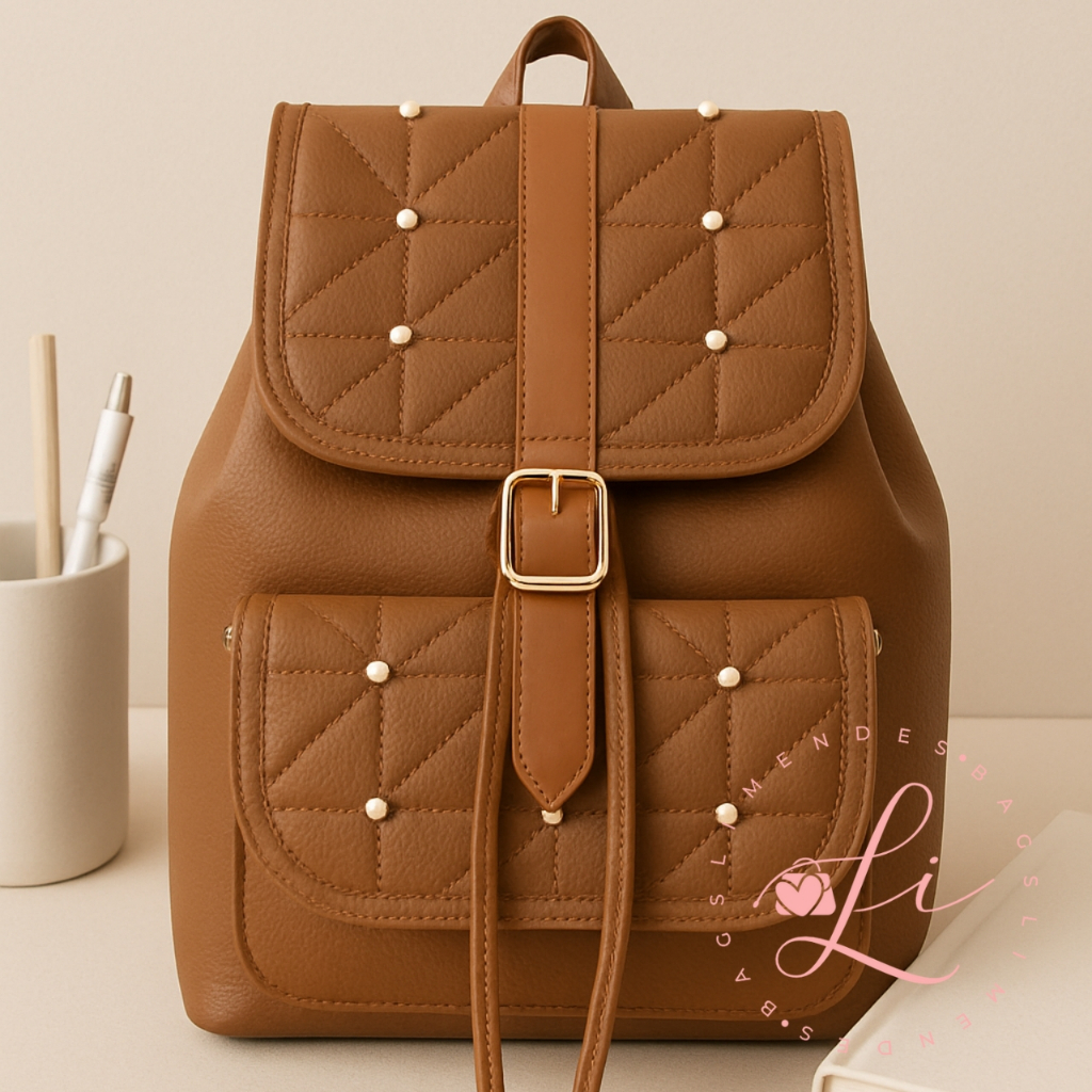 Mochila Feminina de Couro Para Notebook Moderna Estilosa Versatil ...