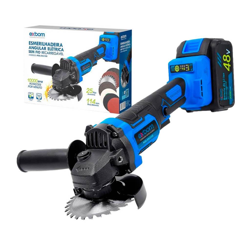 Lixadeira Esmerilhadeira Angular Brushless [48v]Lixadeira Esmerilhadeira Angular 48V 25 peças 20000mAh Esmerilhadeira An