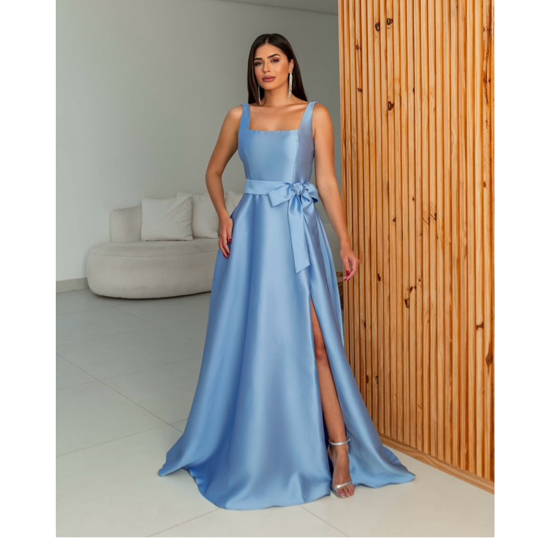 Vestido de Festa Madrinha Azul Serenity | Shopee Brasil
