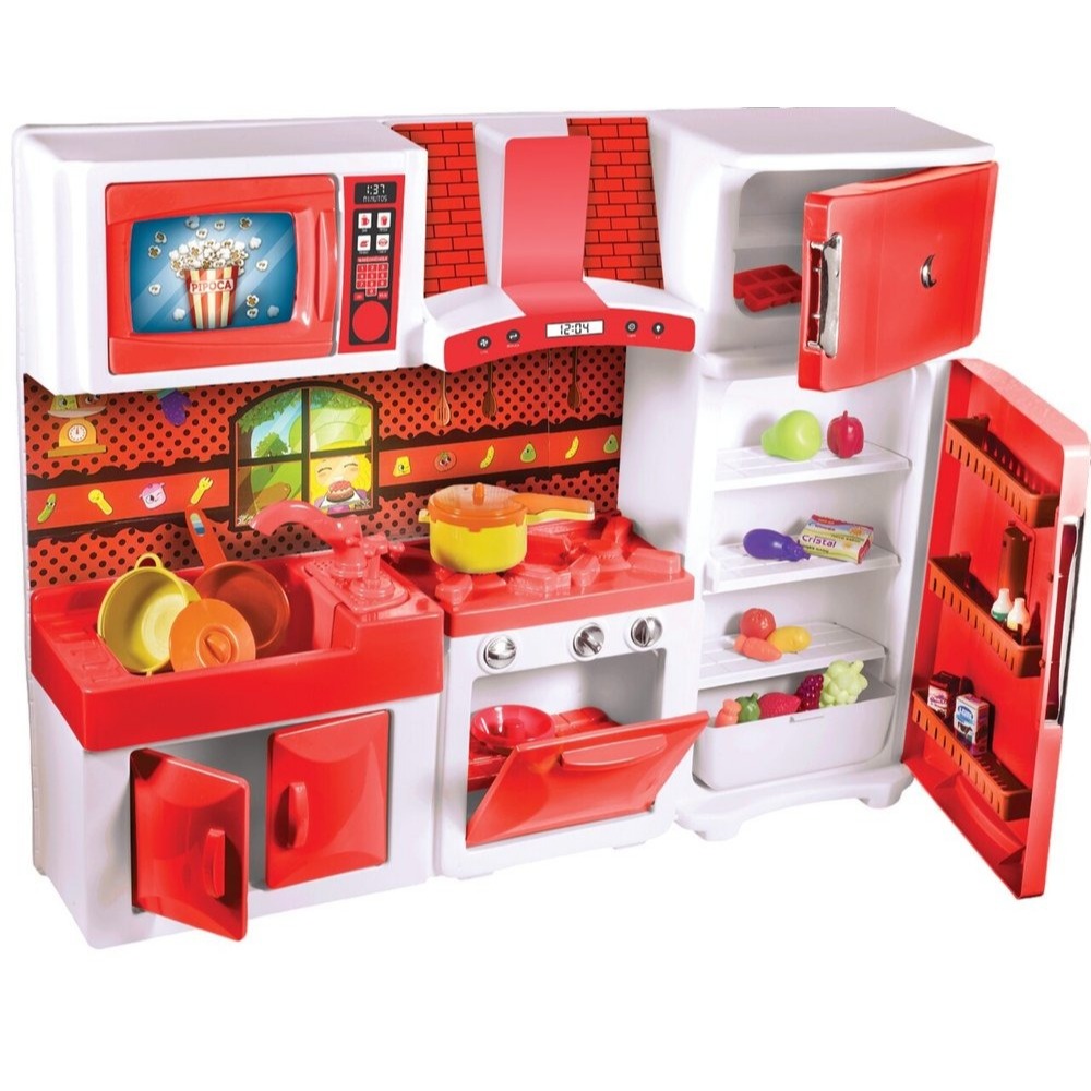 Kit Cozinha Completa de Brinquedo Infantil Educativo com Geladeira ...