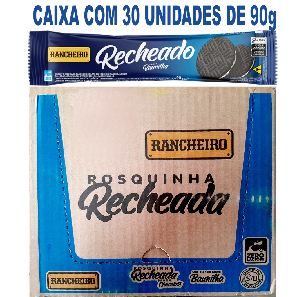 Biscoito Recheado Rancheiro Baunilha Cx 30 Unid 90g | Shopee Brasil