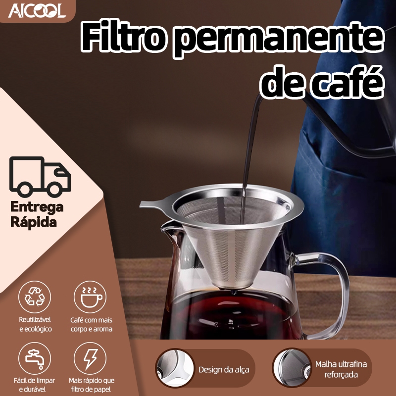 AICOOL Filtro de café permanente | Aço inoxidável reutilizável | Malha ...