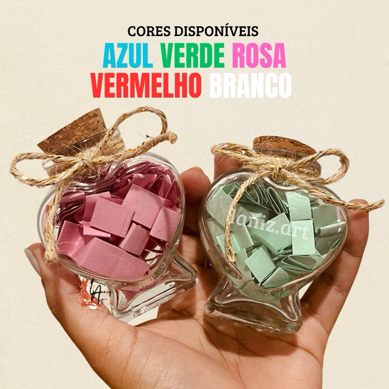 Mini potinho de coração com 100 frases