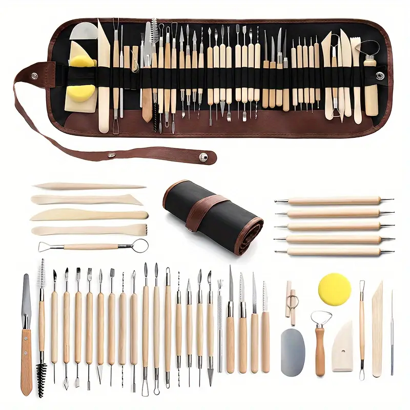 Kit 40 Peças Profissionais Escultura Argila Modelagem Corte