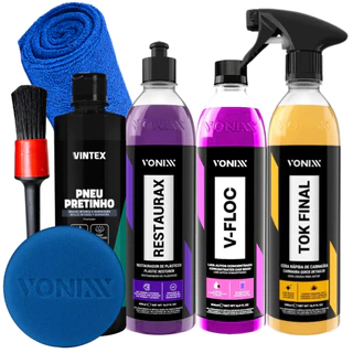 Kit Shampoo V-Floc Cera Tok Final Pneu Pretinho Restaurax Vonixx em Oferta na Shopee
