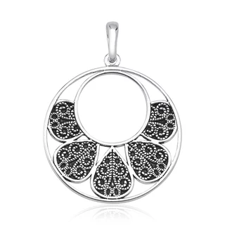Pingente de Prata 925 Flores Vazadas e Trabalhadas em Oferta na Shopee
