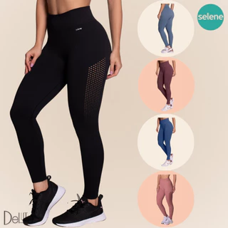 Calça Legging sem Costura com Microfuros Selene de Academia em Poliamida Cintura Alta Feminina em Oferta na Shopee
