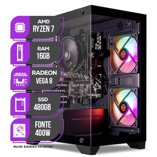 PC Gamer Mancer, AMD Ryzen 7 5700G, Vega 8, 16GB DDR4, SSD 480GB, Fonte 400W 80 Plus em Oferta na Shopee