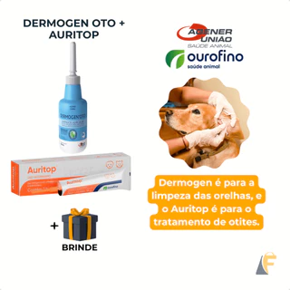Auritop Gel Otológico Ouvido Cães E Gatos + Dermogen Oto 100ml Solucao Limpeza Auricular 100ml em Oferta na Shopee