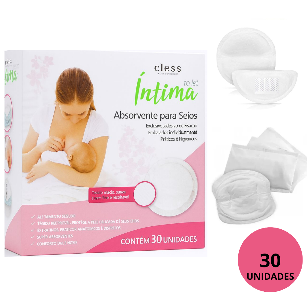Absorvente Protetor Para Seios Toilet Íntima Clees C/ 30 Unidades c ...