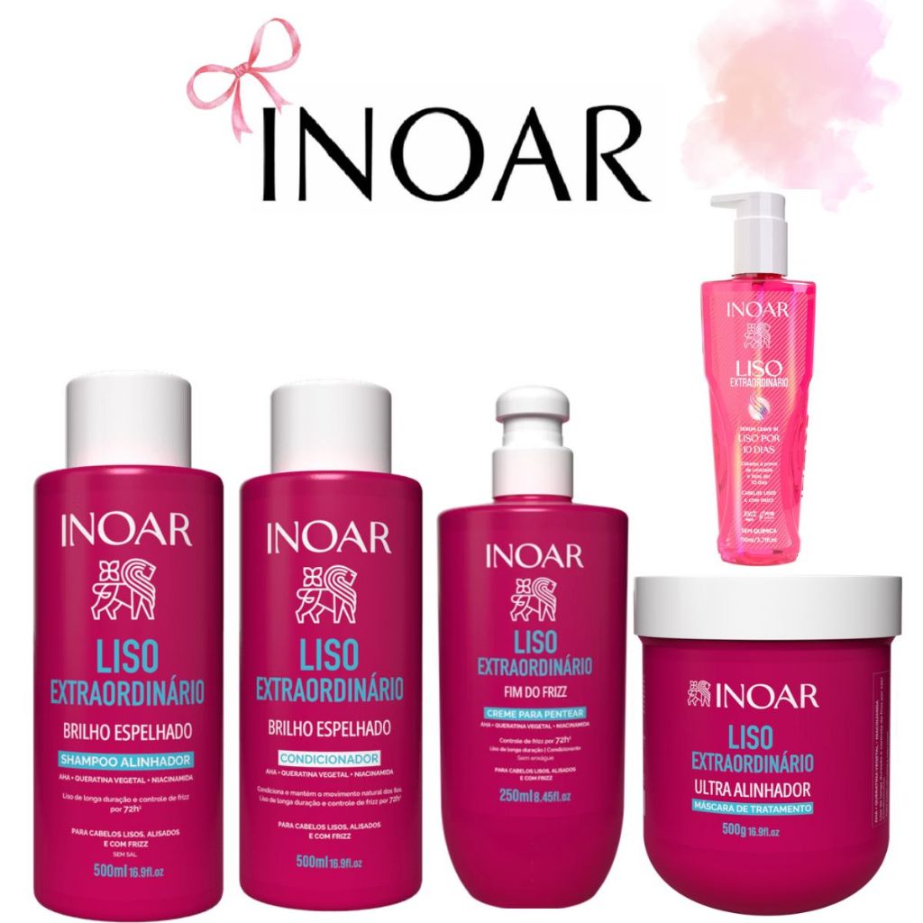 Inoar kit Liso Extraordinário Sh-cond 500ml - mascara 500ml - creme ...