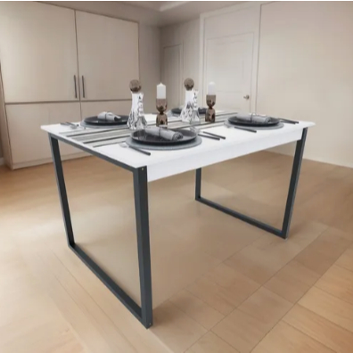 Mesa De Jantar Tampo Madeira 120x90 Retangular Cor Natural Branca JJF