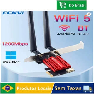 Fenvi wifi 5 pci-e adaptador wifi, placa de rede ac1200, banda dupla, 2.4g/5ghz, 802.11ac, bluetooth 4.0