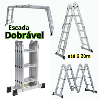 Escada Articulada de Alumínio até 20 Degraus 6,20 Metros de Altura Multifuncional 4x5