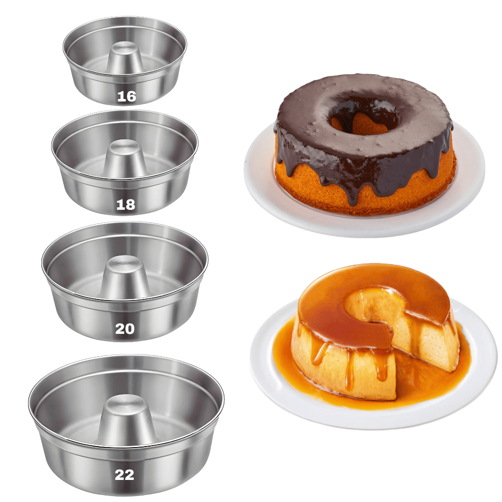 Kit 4 Forma Para Pudim padaria Bolo Confeitaria Redonda de A
