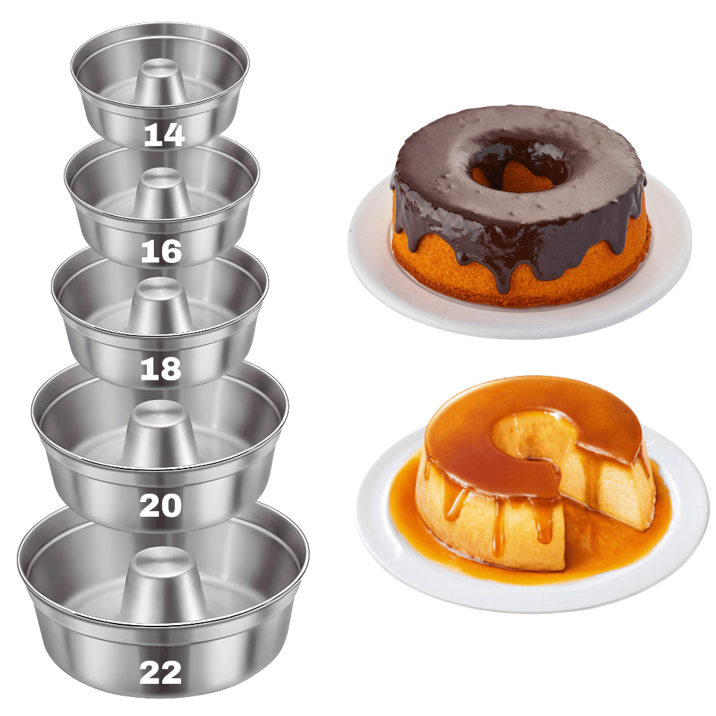 Kit 5 Forma De Bolo N14-16-18-20-22 Pudim padaria Redonda de