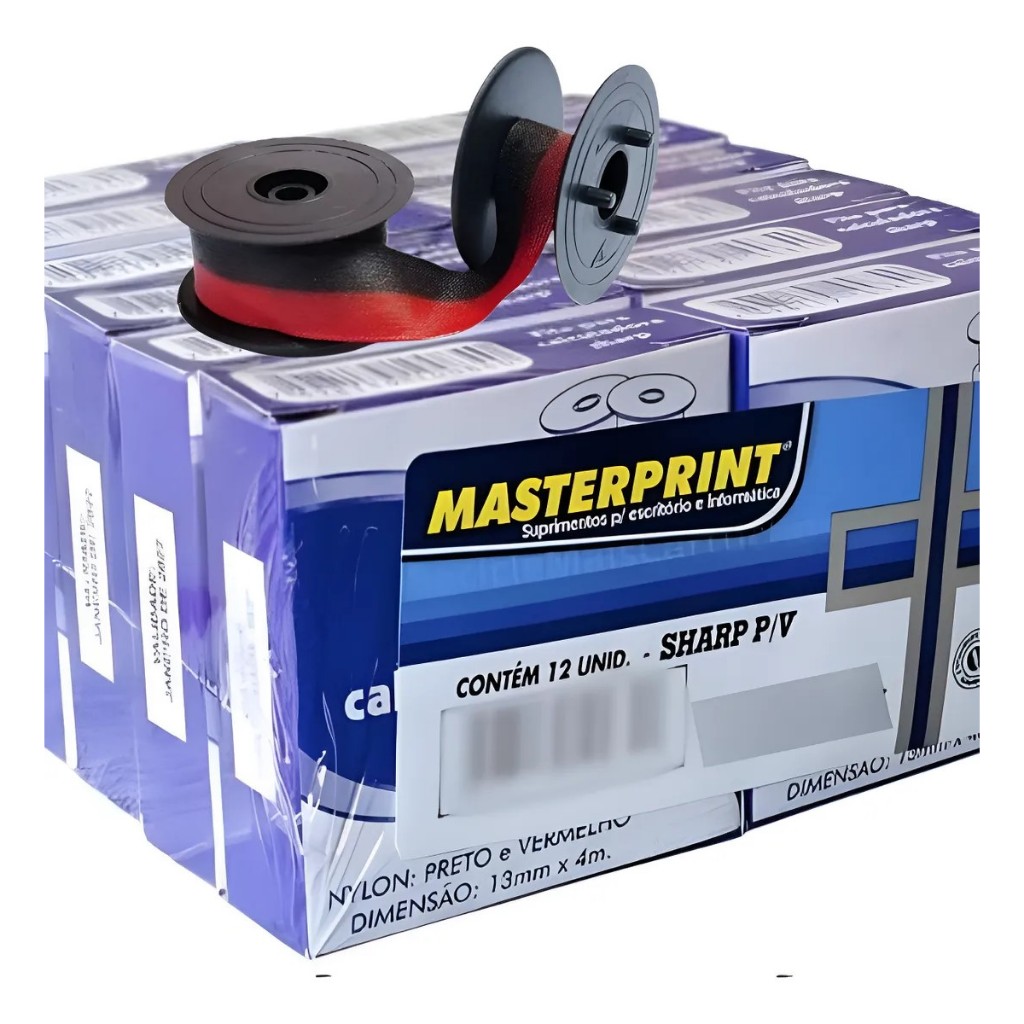 FITA PARA CALCULADORA SHARP PRETO E VERMELHO KIT C/ 12 | Shopee Brasil