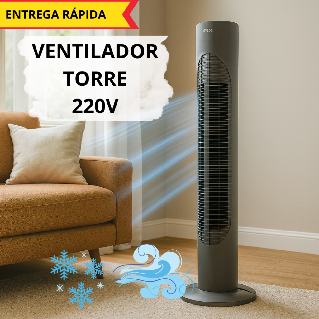 Ventilador Torre Elétrico 220V 3 Velocidades Silencioso Oscilante ...