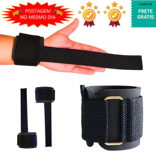 Par Strap Academia musculação crossfit tala fita munhequeira 100% algodão preto