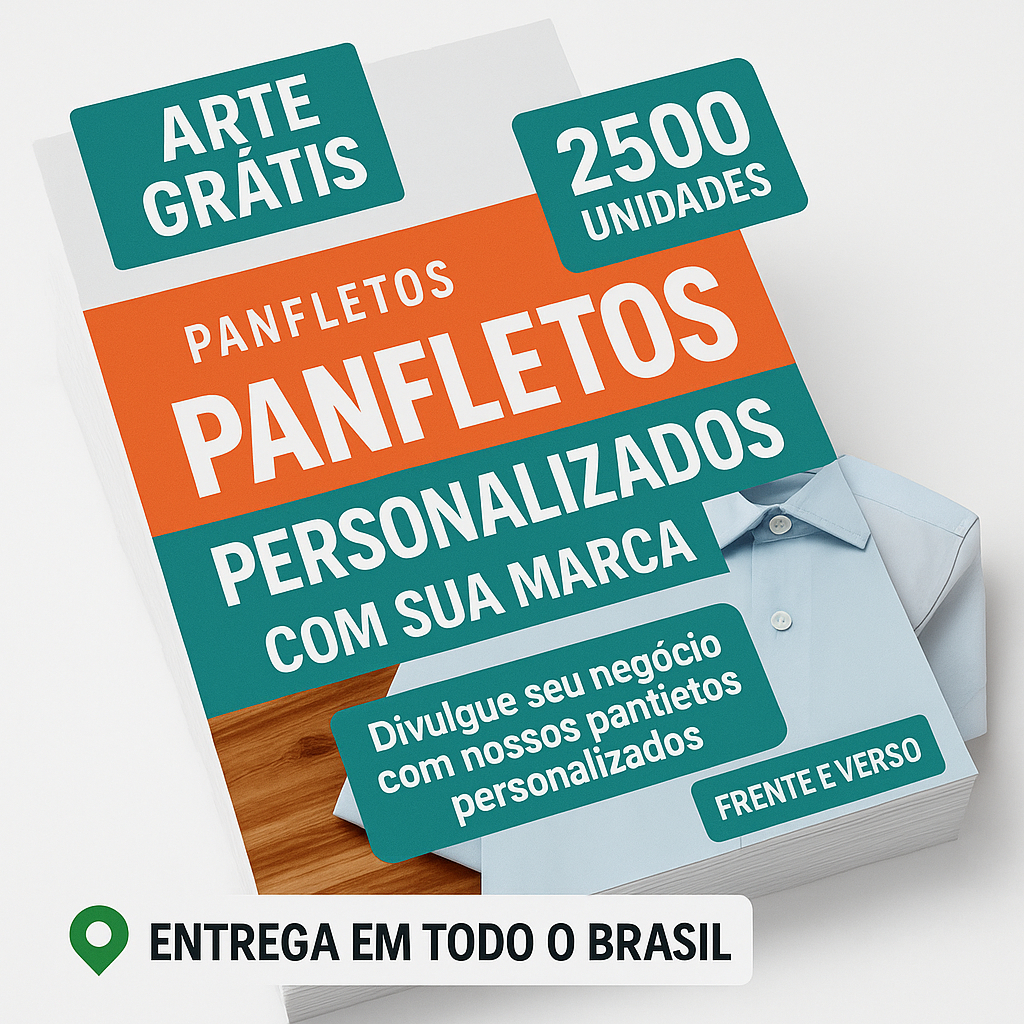 2500 Panfletos 10x14cm Couchê 80g | Frente e Verso | Arte Grátis ...