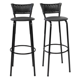 Kit 2 Banquetas Bancos 80cm Junco Preto Cozinha, Bar, Balcão, Ilha, Bistrô - Promoção Exclusivas