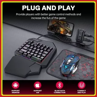 Mobilador Gamer – Teclado Semi Mecânico e Mouse Profissional Uma Mão – RGB – Free Fire | Kit 5 em 1 ou Teclado Individua em Oferta na Shopee