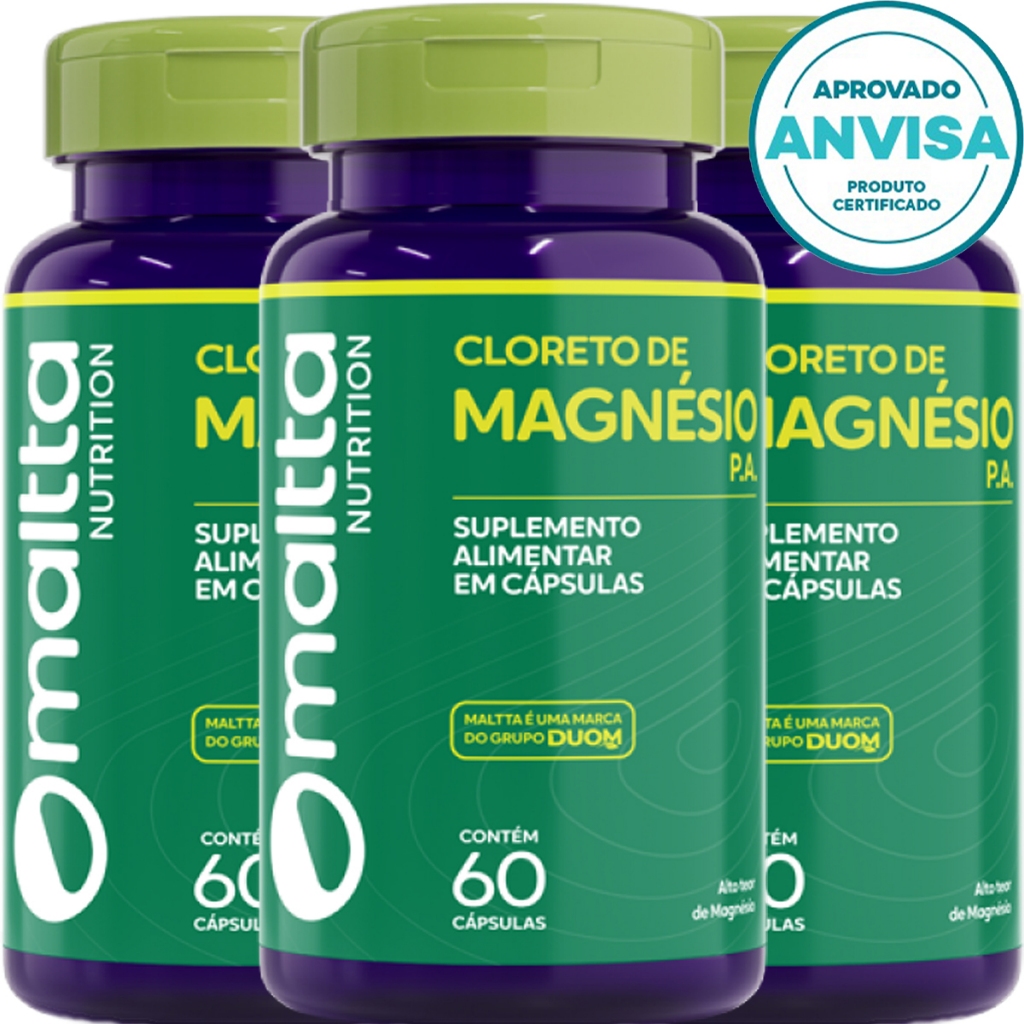 KIT 3x Cloreto De Magnésio P A - 60 Cápsulas 580mg - Duom | Shopee Brasil
