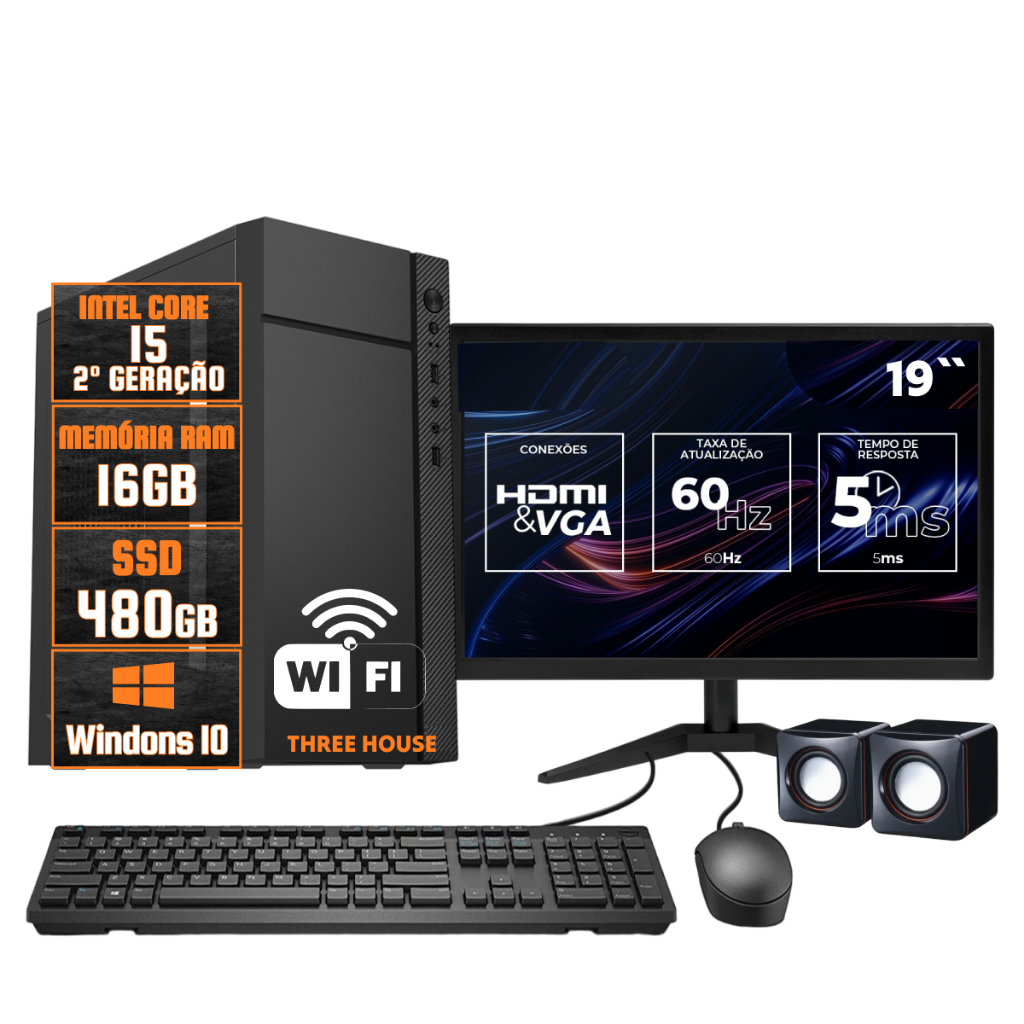 Computador Completo Intel Core I5 2400/ 16Gb /Ssd 480gb/Monitor 19