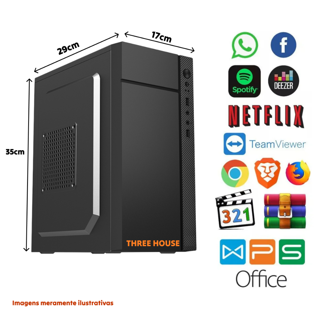 Computador Completo Intel Core I5 2400/ 16Gb /Ssd 480gb/Monitor 19