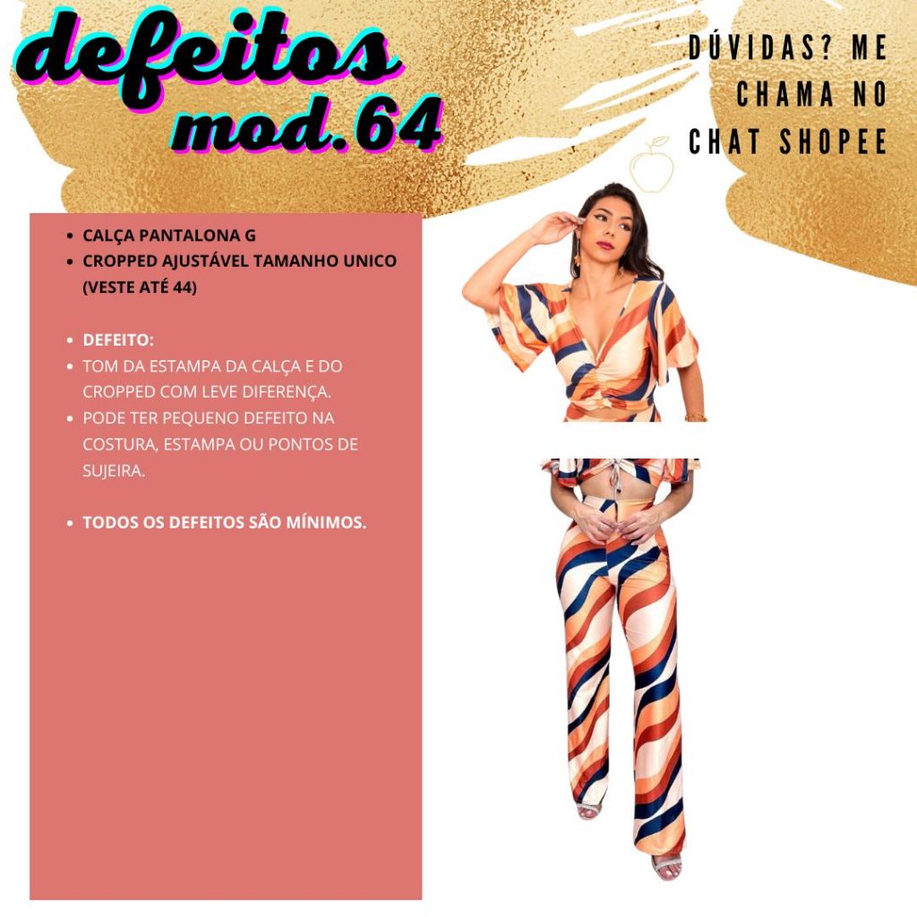 Roupas Femininas (G/GG) PEQUENOS DEFEITOS Tamanho G/GG Casual Brechó Roupa  dia a dia Defeito Novo