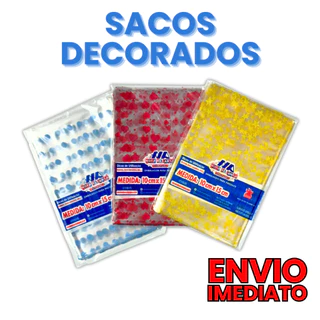 Kit 100 Saquinhos De Plástico Celofane 11x20 cm 10x15 cm Transparente com Coração Bolinha Estrela