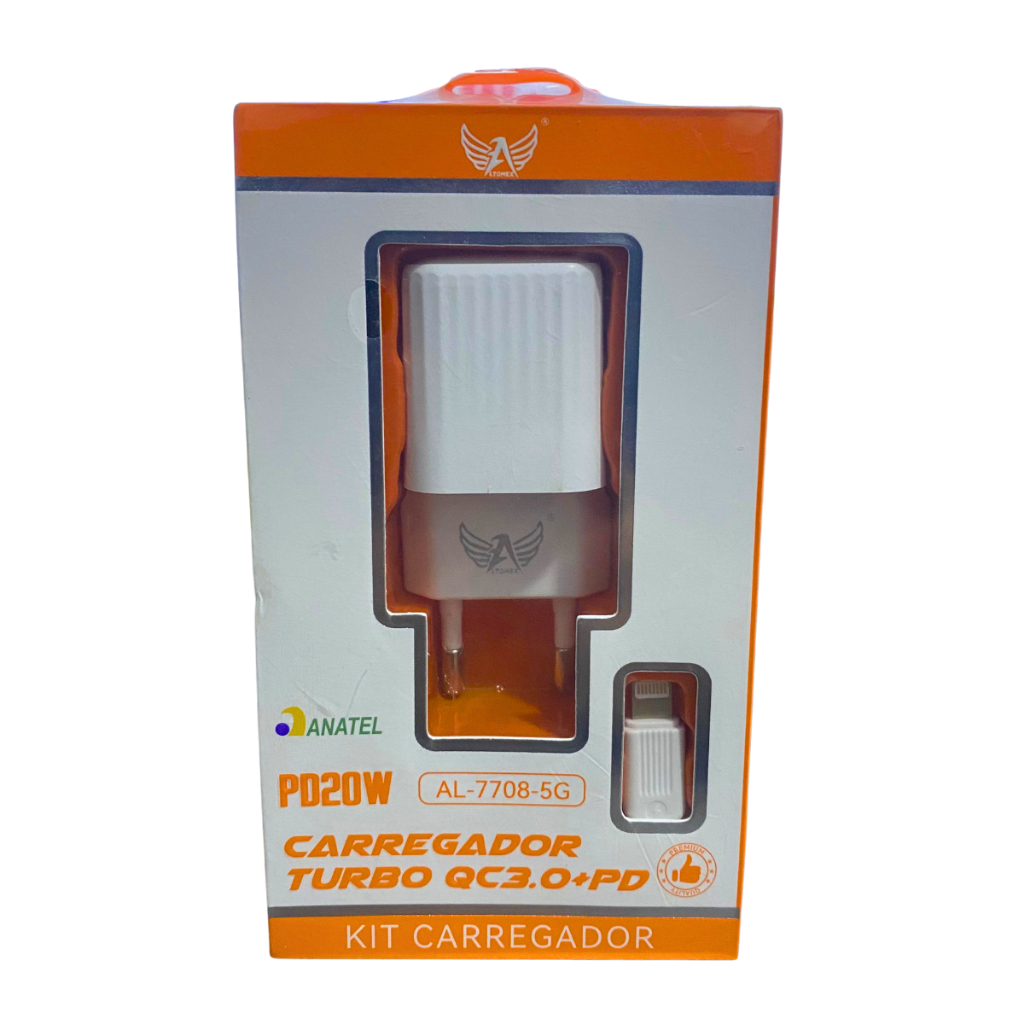 carregador turbo 20w anatel carregador rápido usb‑c usb‑a com cabo ...