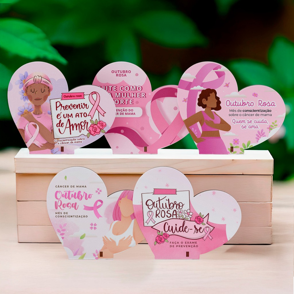 Kit Lembrancinhas Outubro Rosa MDF Coração – Prevenção e Amor | Shopee ...