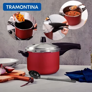 Panela de Pressão 4,5 Litros Tramontina Vancouver Vermelha Antiaderente com Concha de Nylon Preta em Oferta na Shopee
