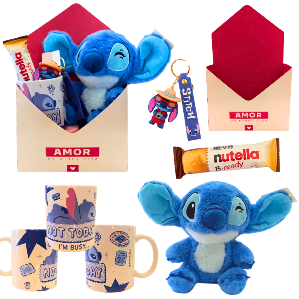 Kit Presente Stitch 5 Itens - Kawaii Criativo + Chocolate - Kit fofo ...