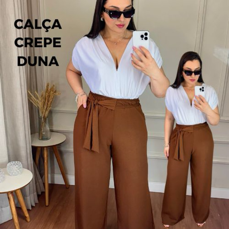 CALÇA FEMININA CREPE DUNA MODA PLUS SIZE DISPONIVEL EM VÁRIAS CORES E ...