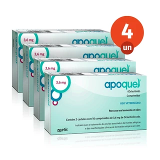 Kit 4 Apoquel 3,6mg 20 Comprimidos Dermatológico para Cães Zoetis em Oferta na Shopee