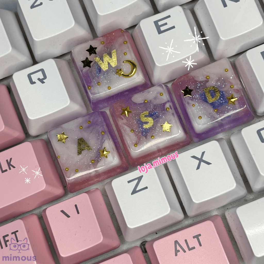 Kit Lunaris - WASD ou QWER- Tecla Estrela/Nuvem/Lua - Keycap fofa ...