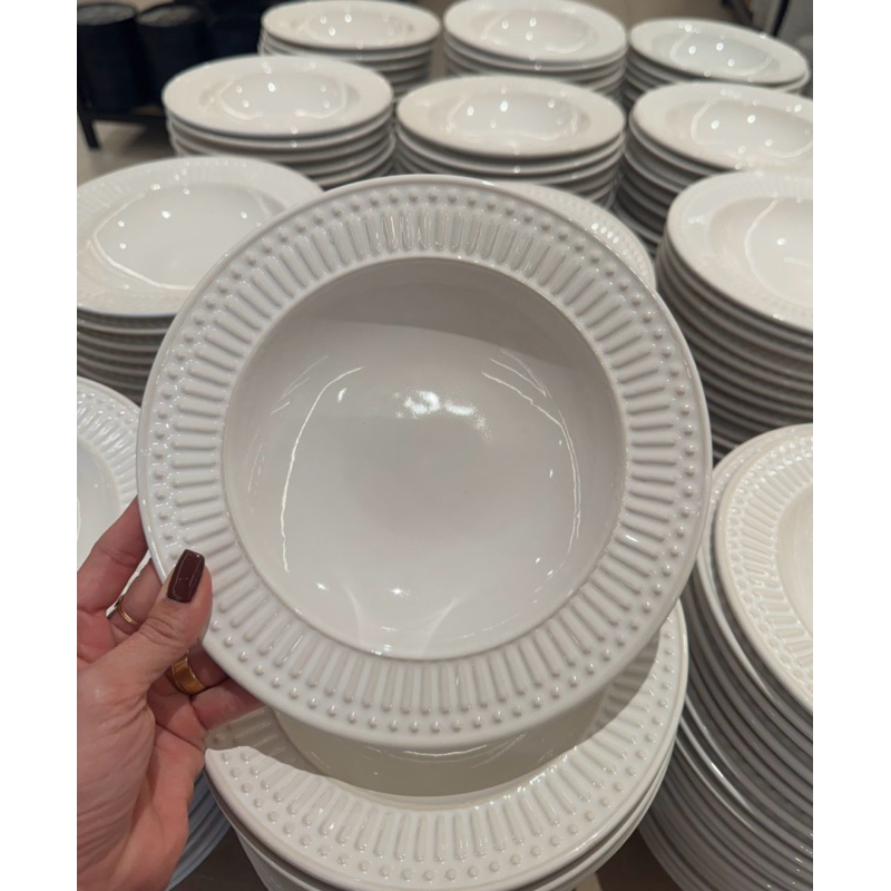 Prato Fundo Roma em Cerâmica Branco Porto Brasil 2ª Linha | Shopee Brasil
