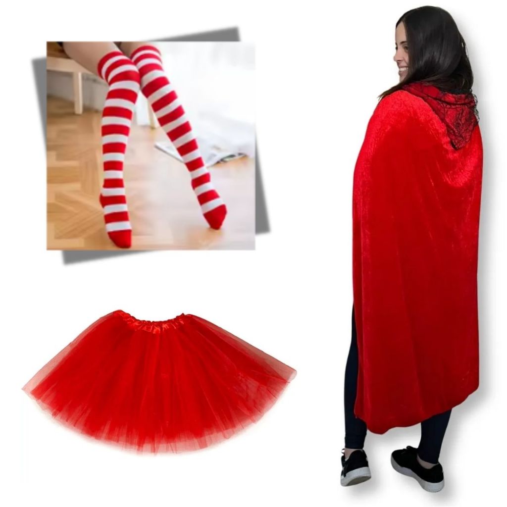 Capa Chapeuzinho Vermelho Adulto Capuz 145cm Adulto Festa Fantasia ...