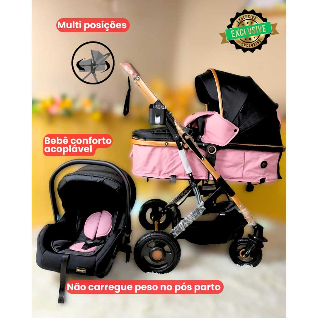 Carrinho de bebê Luxo europeu Moisés com bebê Conforto 3 em 1 ...
