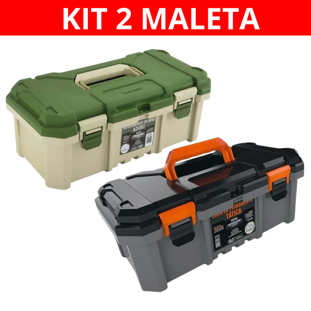 KIT 2 Caixa De Ferramentas Maleta Grande Resistente Reforçada Diversas ...
