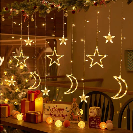 Luzes de natal festão cascata cortina decoração corda para o quarto casamemto