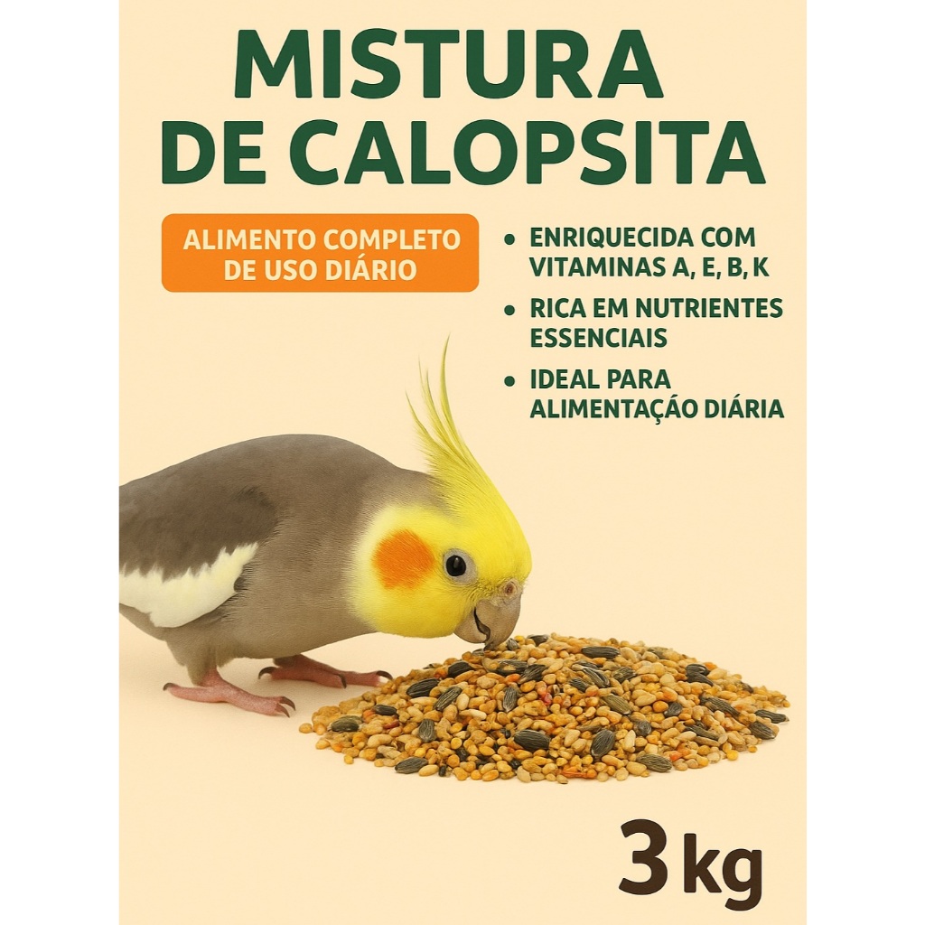 Mistura Premium para Calopsitas – 3kg | Shopee Brasil