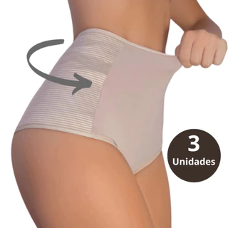 Kit C/3 Calcinhas Cinta Modeladora Compressão Cós Alto Redutora de Medidas em Oferta na Shopee