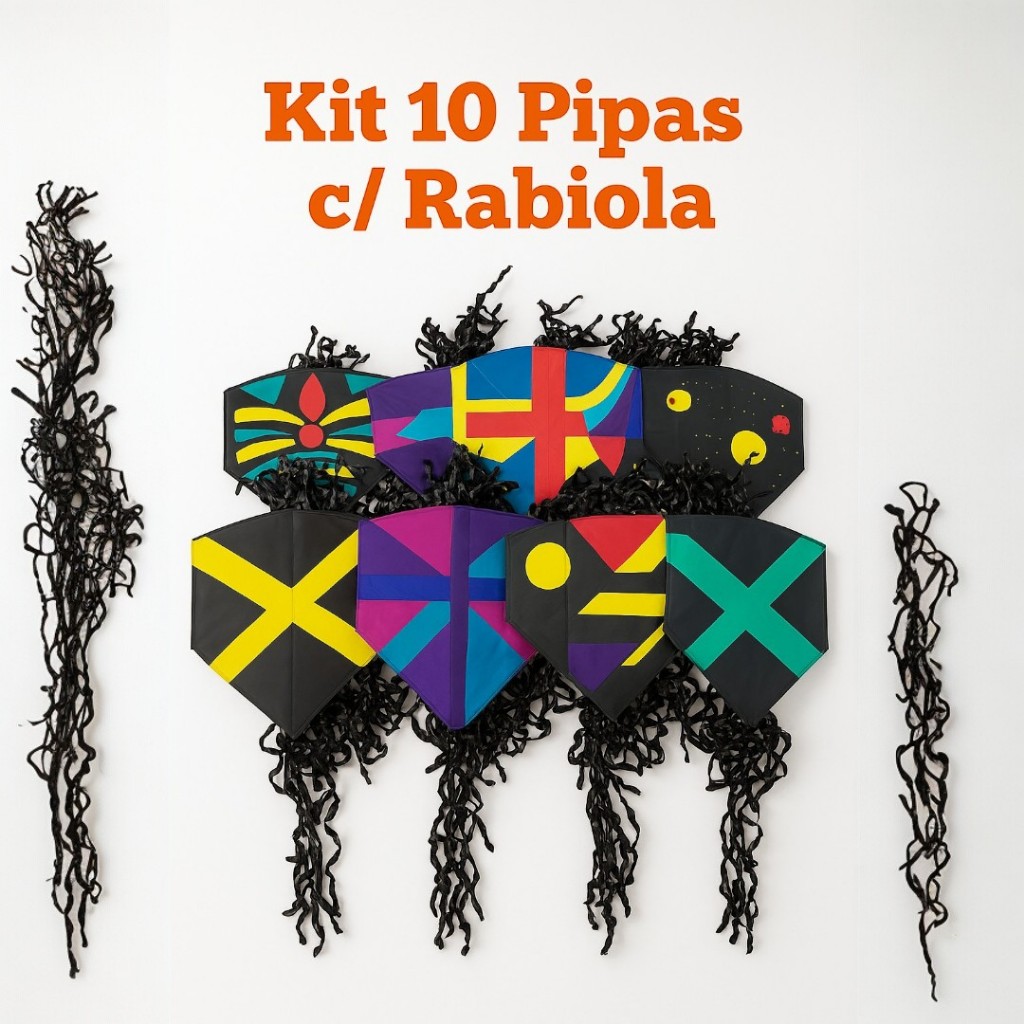 Kit 10 Pipas Grandes 50cm com Rabiola ATE 50m Varetas Bambu Resistentes ...