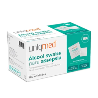 Álcool Swab Uniqmed 70% – Prático e Higiênico (Kit c/100)