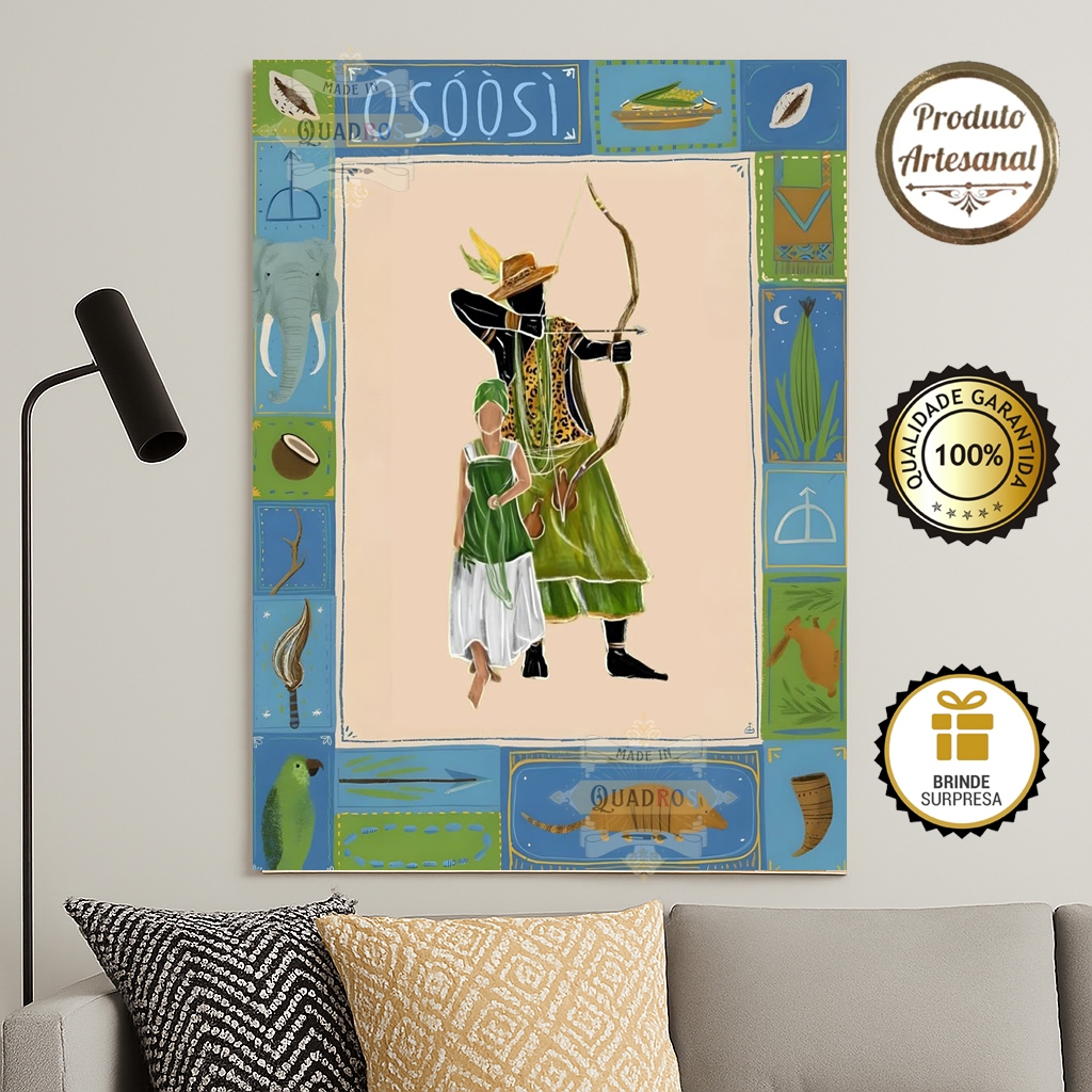 Quadro Decorativo Orixá Oxóssi Decoração Umbanda Candomblé Assentamento ...